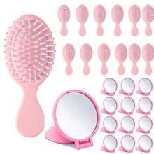 2/6/12/24 Pcs Mini Hair Brush Set, 12 Pcs Travel Wet & Dry Hair Comb, Pocket Smooth, 12 Pcs Compact Folding Makeup Mirror, Suitable For Spa, Overnight, Birthday, Bridal, Bachelorette, Christmas Party Gifts (Blue, Purple, Pink, Black) - Multicolor - View 12