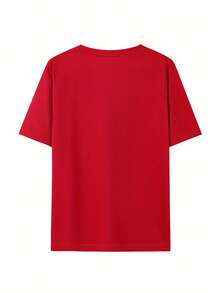 La última sudadera deportiva presenta una textura de camiseta cómoda. La camiseta de cuello redondo para hombre es muy acogedora, con un look limpio para la camiseta estampada y un tacto como de camiseta cómoda. La camiseta es suave y agradable de llevar. - [Rojo] - Ver 2