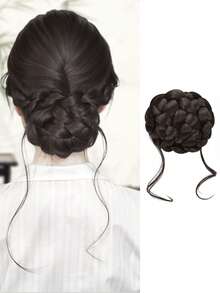 Synthetic Wig With Hair Clips, Naturally Voluminous Curly Hair, Low Bun, Suitable For Women's Everyday Wear And Parties - Multicolor - View 11