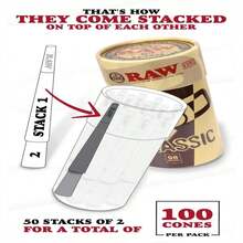 RAW Classic 1-1_4 Slow Burning Pre-Rolled Cones - 50 Pack And Cone Loader - Bundle - MàuD - Xem 2