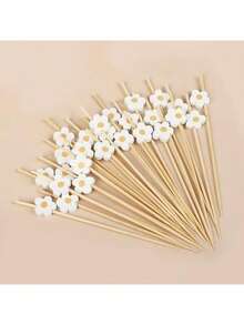 200/100/80/50/30/20 件竹签、水果签、甜点签、烧烤食品签、宽扁桨木签、方形开胃菜牙签适用于派对、三明治、水果、熟食拼盘 - 原木色 - 查看 1