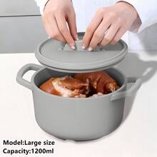 1pc Minimalist Solid Color Multi-Functional Steamer, Can Be Used As Microwave, Lunch Box. Silicone Dual Handles Heat-Resistant, Food-, Multiple Colors & Sizes Available.