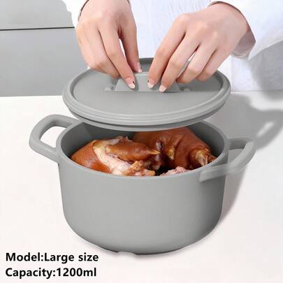 1pc Minimalist Solid Color Multi-Functional Steamer, Can Be Used As Microwave, Lunch Box. Silicone Dual Handles Heat-Resistant, Food-, Multiple Colors & Sizes Available.