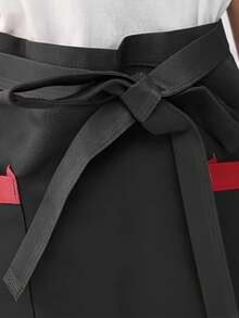 Black & Red Striped Waist Apron With Pockets - Fashionable Home Apron, Suitable For Waiters In Western Restaurants, Kitchen And Dining Use | Stylish Waist Apron | Adjustable - Multicolor - View 6