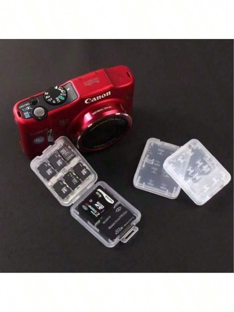 透明塑料存储卡收纳盒,适用于 SD、SDHC 和 Micro SD 存储卡,便携式摄影收纳配件 - 彩色 - 查看 1