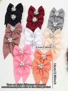 8pcs/16pcs Set Candy Color Mixed Bow Faux Pearl Hair Clips - Cute Accessory Headpiece, Suitable For Birthday, Back To School, Events And Parties, Hair Claws, Hair Slide, Hair Barrettes - Multicolor - View 7