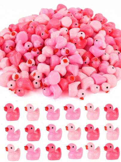 30Pcs Mini Pink Ducks For Valentines Day Gifts , Pink Tiny Miniature Ducks Figurines Small Duck Ornament For Valentine's Day Gift Decoration Dollhouse Landscapes DIY Craft Prank Game