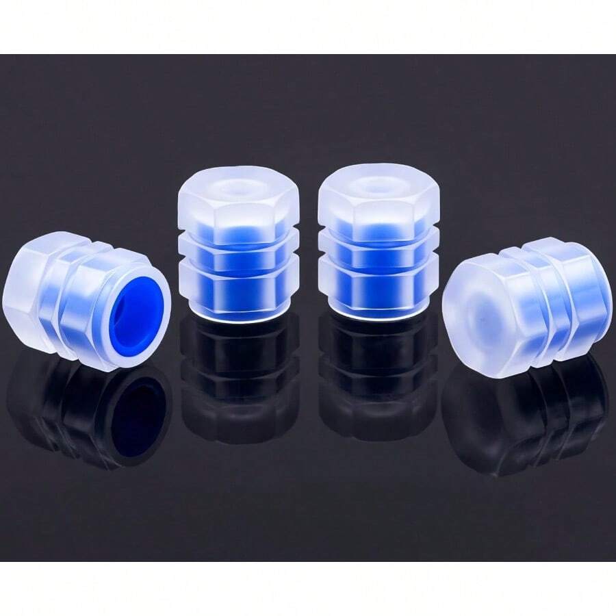 4PCS Fluorescent Tire Valve Stem Caps Luminous Car Tire Air Cap Corrosion Resistant LeakProof Wheel Valve Cover Universal For Cars Trucks Bikes Motorcycles Bicycles Blue - 藍色 - 查看 1
