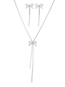 Bộ trang sức 3 chiếc vòng cổ và hoa tai hình con bướm bằng thép không gỉ, thích hợp làm trang phục hàng ngày và quà tặng cho phụ nữ - Vòng cổ + bông tai - Xem 7