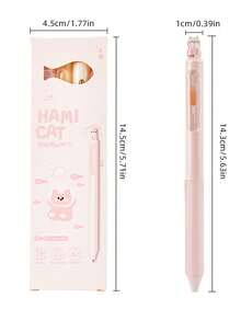 一盒4支装创意猫咪造型0.5mm速干中性笔，速干黑色墨水，轻巧塑料笔身，办公用品黑色中性笔，可爱猫咪珠光闪粉按压式中性笔，书写流畅，适用于办公、日记、猫咪爱好者礼物、新奇文具、创意设计、耐用材质，办公人员专属
