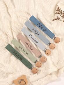 1 pieza Clip personalizado para chupete de bebé con lindo estampado de lunares, patrones personalizados para niños y niñas, clip universal calmante para chupete de bebé personalizado, - Multicolor - Ver 6