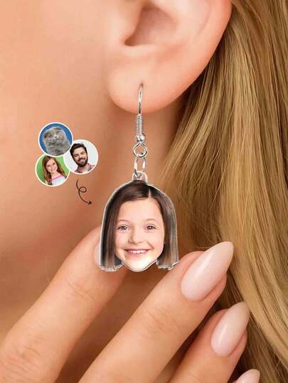 1 chiếc bông tai acrylic in ảnh tùy chỉnh hình thú cưng/trẻ em/gia đình ngộ nghĩnh, bông tai in ảnh cá nhân hóa, bông tai thú cưng tùy chỉnh, bông tai mặt dây chuyền ảnh nhóm sáng tạo ngộ nghĩnh, bông tai kỷ niệm ảnh gia đình tùy chỉnh, bông tai đôi cá nhân hóa ngộ nghĩnh, phụ kiện acrylic in ảnh tùy chỉnh, quà tặng cặp đôi thú cưng ngộ nghĩnh