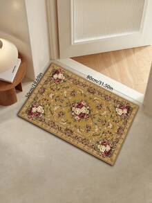 Tapete decorativo marrom com estampa floral retrô chinesa e padrão de vinhas (1 peça), ideal para sala de estar, tapete para sala de estar, tapete pequeno, tapete para sala de estar, tapete grande para sala de estar, tapete redondo, decoração de sala de estar, decoração de quarto, tapete lavável, tapete felpudo, tapete grosso, tapete grosso, tapete peludo, tapete para outono/inverno, tapete grosso.