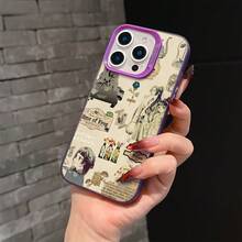 Funda de Teléfono Anime para iPhone 16, 15, 14, 13, 12, 11 Pro Max, X, XR, XS Max, 8, 7 Plus - Diseño de Gato del Diario del Farmacéutico, Cubierta Trasera Mate a Prueba de Golpes - Mezcla de colores - Ver 3
