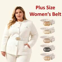 1pc Women's Plus Size Faux Leather Fashion Waist Belt With 3 Rings Gold Buckle, Rhinestone Buckle, Black Buckle, Letter Buckle, Fine Texture Buckle, Coarse Texture Buckle, Versatile For Jeans, Dresses, Coats, Casual Occasions Summer, School Fall, Autumn, Halloween