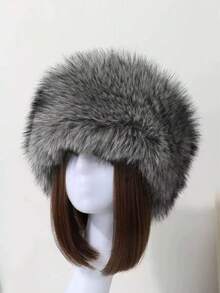 人造毛皮发箍和耳套套装 | 弹力蓬松狐狸毛波西米亚风发饰，女士适用 | 冬季节日派对头饰（1 套）蓬松发箍、毛绒耳罩、冬季发带、波西米亚风配饰、节日装备、情人节礼物