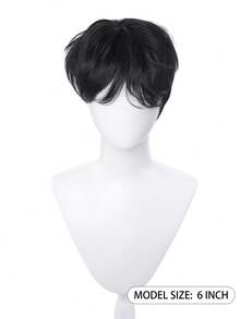 男士短款帅气假发，蓬松逼真合成假发，适合日常佩戴，男士日常角色扮演、化装舞会、动漫、圣诞节服装，男士假发，6英寸 - 彩色 - 查看 7