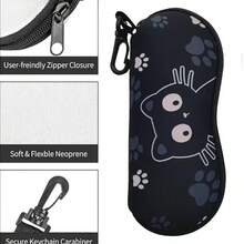 1pc Black Cat Pattern Eyeglass Case, Soft & Durable Neoprene Glasses Pouch, Scratch-Resistant Protective Sleeve, Compact & Portable, Storage & Protection, Suitable For Travel, Daily Use, Outdoor Activities, Unisex Fashion Accessory - Multicolor - View 4