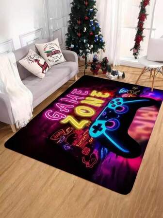 1pc Game Controller Pattern Carpet, Boys Gaming Carpet, Bedroom Indoor Decor Rug, Living Room Decorative Mat, Room Floor Mat Decor, Hotel Decoration
