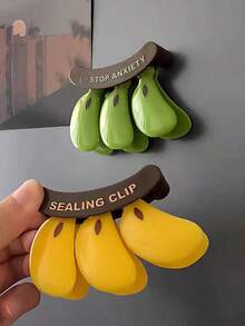 2pcs Banana Sealing Clip, Refrigerator Sticker, Food Plastic Bag, Moisture-Proof And Fresh-Keeping Clip, Milk Powder Sealing Strip, Banana Snack Sealing Clip, Creative Snack Clip, Potato Chip Clip, Household Kitchen Seasoning Bag, Food Sealing Clip, Kitchen Decoration, Indoor Decoration, Beautiful And Cute, Holiday Gift Giving, Also Very Exquisite