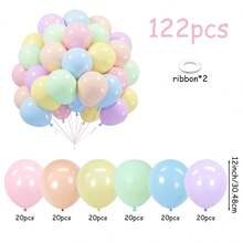 5/10/12英寸粉彩气球套装，61/122/183个彩虹马卡龙粉色蓝色紫色绿色黄色橙色彩色乳胶气球，适用于生日、新娘送礼会、结婚纪念日、单身派对、毕业典礼、公主派对、洗礼派对装饰 - 彩色 - 查看 12