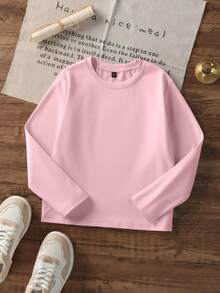 1pc Girls Casual Printed Crew Neck Long Sleeve T-Shirt, Autumn Student Young Clothing - Multicolor - View 4