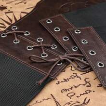 Medieval Corset Belt For Ren Faire - Women's Faux Leather Underbust Cincher, Adjustable Wide Belt For Renaissance Roleplay & Costume - Nâu đậm - Xem 5