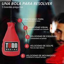 Pera de Boxeo, Bolsa de Doble Extremo Gobernadora, Mejora la Velocidad de Reacción, Duradera, Saco de Doble Extremo, Gimnasio en Casa, Piso a Techo - Rojo - Ver 7