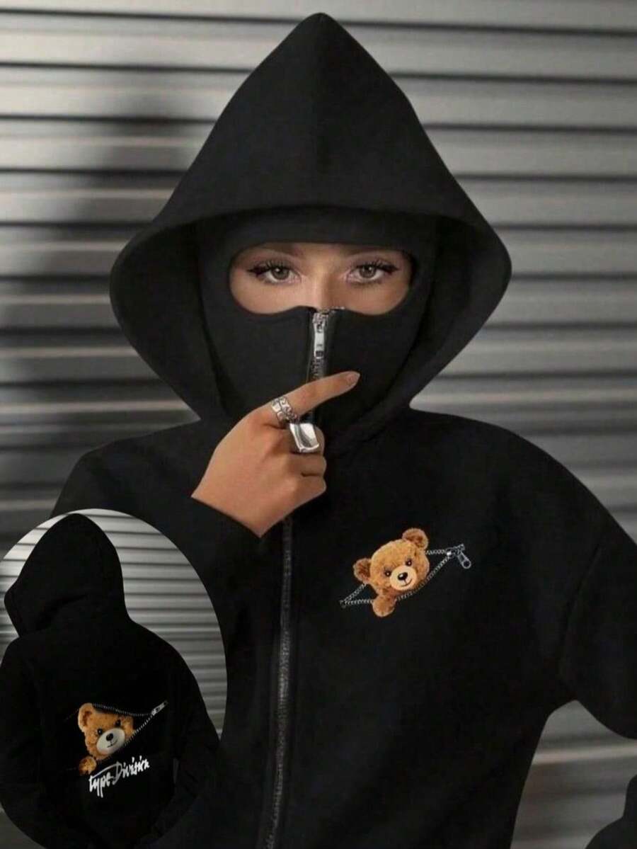 女士宽松长款拉链连帽卫衣，适合秋季、冬季、万圣节、圣诞节等场合，时尚百搭，适合户外穿着。