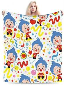 Plim Plim Anime Flannel Blanket For Girls Boys Anime Gifts Throw Blanket Cozy Plush Flannel Fleece Print Blankets Double-Layer Blanket Lightweight Fuzzy For Bed Decor - 黑色 - 查看 2