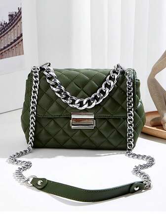 Summer Women's Versatile PU Crossbody Bag, Large Capacity And Practical For Shopping, Dating, And Office Use. New Rhombus Chain Crossbody Shoulder Bag, Suitable For Dating, Shopping, And Daily Use.