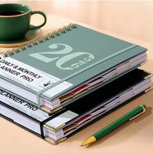 2026 Planner - 320 Pages - Weekly & Monthly Planner For 365 Days, With Stickers, Dual Stitching, Integrated Pockets, Includes Time Management Tools, Self-Discipline Strategies, And Daily Journal. English Notebook, Metal Spiral Notebook, Calendar, This Week Schedule, Office, Home, Study Supplies For Men & Women - Multicolor - View 2