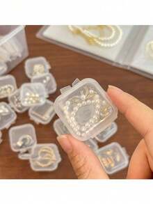 50個透明珠寶盒，迷你多功能便攜透明珠寶收納盒，情人節禮物，女性收納盒，旅行必需品，返校禮物 - 彩色 - 查看 4