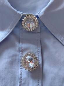 2 Pcs/Set Elegant Round Diamond Geometry Button Covers, Shirts Button Cover Clip On Button Covers Fashion Crystal Cufflinks Cover, Suitable For Tuxedo And Wedding Dresses Decoration