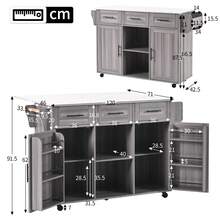 Dining Trolley/Station Measuring 139x46(71)X91.5, White Frame + Solid Wood Grain Countertop, Folding Countertop, Storage Door, Wheels, Interchangeable Solid Wood Legs, Suitable For Dining Room, Kitchen