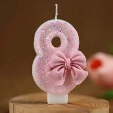 蝴蝶结装饰 0-9 数字蜡烛，升级硬盒包装，生日蛋糕装饰派对氛围用品，浪漫派对用品，单身派对，生日蛋糕装饰烘焙创意数字生日蜡烛蛋糕装饰蜡烛 DIY 手工制作，适用于生日派对、毕业派对、父亲节、母亲节、情人节、派对用品 - 粉色 - 查看 11