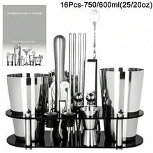KCJLHGT 2-17Pcs Cocktail Shaker Set 750ml(25oz), 750/600ml(25/20oz) Bartending Kit Bar Shakers Tools Bartender Kit With Cocktail Recipe Stand For Family, Party. Bar Cocktail Accessories - Silver - View 19