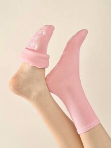 1 Pair Moisturizing & Whitening Foot Mask With Essential Oils, Suitable For Dry & Cracked Feet Care, Gel Heel & Leg Warmer For Foot Hydration - Pink - View 2