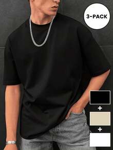 GRDR 3 件男士纯色休闲街头运动圆领短袖 T 恤