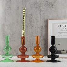 1pc European Romantic Glass Candle Holder, Suitable For Wedding, Valentine's Day, Dinner Party, Home Decor, Living Room Tabletop Ornament