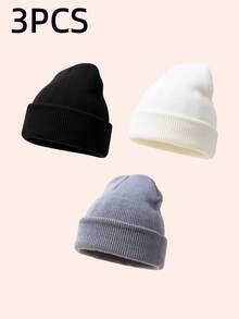 4 chiếc mũ len trẻ em, mũ len beanie màu trơn ấm áp cho bé trai và bé gái, thích hợp cho hoạt động ngoài trời và mặc hàng ngày - Nhiều màu - Xem 47