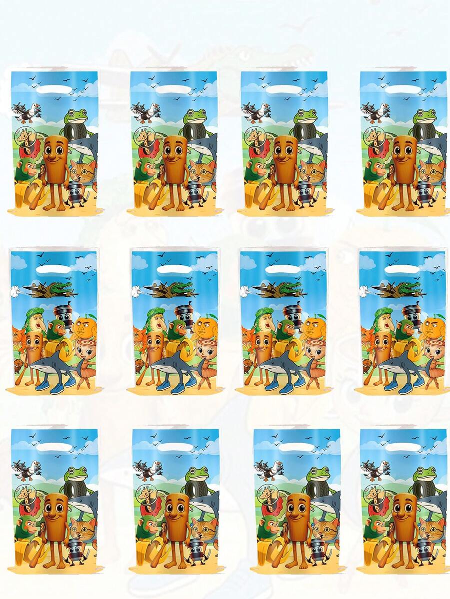 10/30/50pcs Italian Brainrot Tralalero Tralala Theme PE Favor Bags, Brainrot-Meme Shark Image Gift Bags, Storage Bags, Gift Exchange Bags, Birthday Party Supplies, Pearlescent Candy Bags - Multicolor - View 1