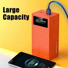 60000mAh Portable Power Bank With Fast Charging, LED Digital Display And 4 USB Outputs For IPhone And Android - Orange - View 4