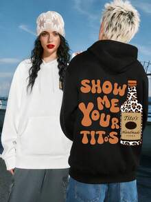 A Must-Have For Outdoor Wear With Fleece Hoodies, Tito's Handmade VODKA Enthusiasts' Must-Have Outfits, Leopard Print Vodka Bottle Patterned Fleece Hoodies, Retro Art Font Hoodies, Casual  Style Hoodies, Handmade/Personalized Fleece Washed Hoodies... Fashionable Wool Thermal Pullovers, Women's Patterned Pullovers, Fun Patterns, Men's Patterned Pullovers, Casual Thermal Pullover Shoes, Soft, Breathable, Comfortable, Washable, Are Essential Items For Casual Street Style Wearers, Suitable For All Seasons, Very Suitable For Casual Wear And Street Style. They Are Excellent Gifts For Family And Friends - 白色 - 查看 2