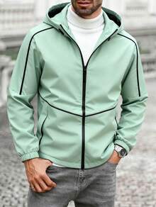 Men's Soft-Shell Jacket, Windproof Hooded Outdoor Jacket, Suitable For Hiking And Camping - 綠色 - 查看 1