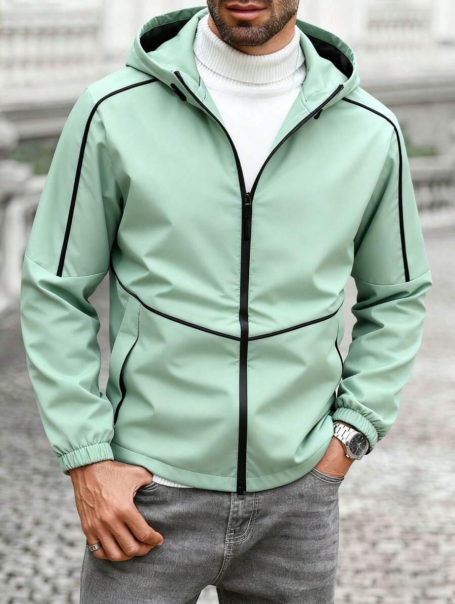 Men's Soft-Shell Jacket, Windproof Hooded Outdoor Jacket, Suitable For Hiking And Camping - 綠色 - 查看 1