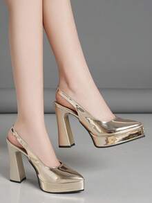 Women's High Heel Hollow Out Pumps, Super High Heel, Available In Pink, Apricot, White, Black, Red, Silver, Gold, Fashionable Shoes - Iron Plate - View 5