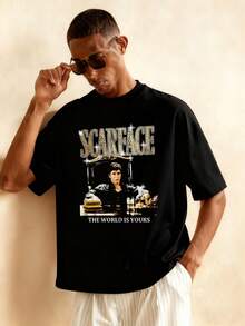 Un tributo a Tony Montana de  personificación de ambición ilimitada y audacia la frase The World Is Yours inspira a conquistar cualquier  con coraje camiseta de hombre 100% algodón - Negro - Ver 2