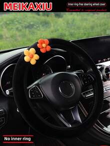 MEIKAXIU Hermosa funda de volante de coche con flor rosa sin anillo interior, de felpa, disponible en varios colores, se ajusta a vehículos de 14.5-15 pulgadas, accesorios de interior de coche - Peluche de palomitas de maíz - Ver 20