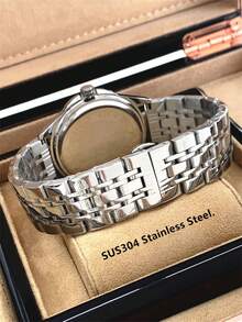 Pablo Raez 1pc Stainless Steel Men's Watch Black Luxury Man Wristwatches Business Male Luminous Date Calendar Display Original Charming Wristwatches Glow In The Dark Hours Top Brand New AAA Fashion Fashion Watch 50M - 銀色 - 查看 7